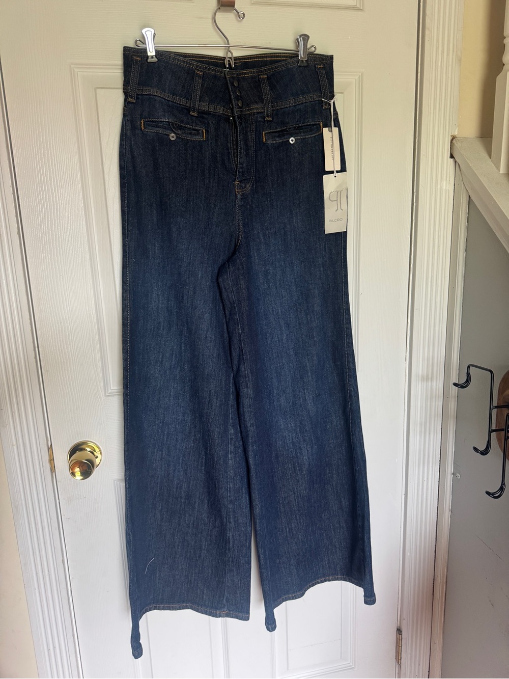 Pilcro Dark Indigo Wide-Leg Flare Jeans